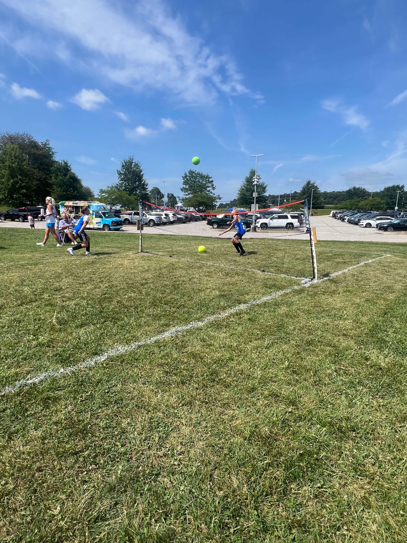 Soccer tennis side-game during the tournament