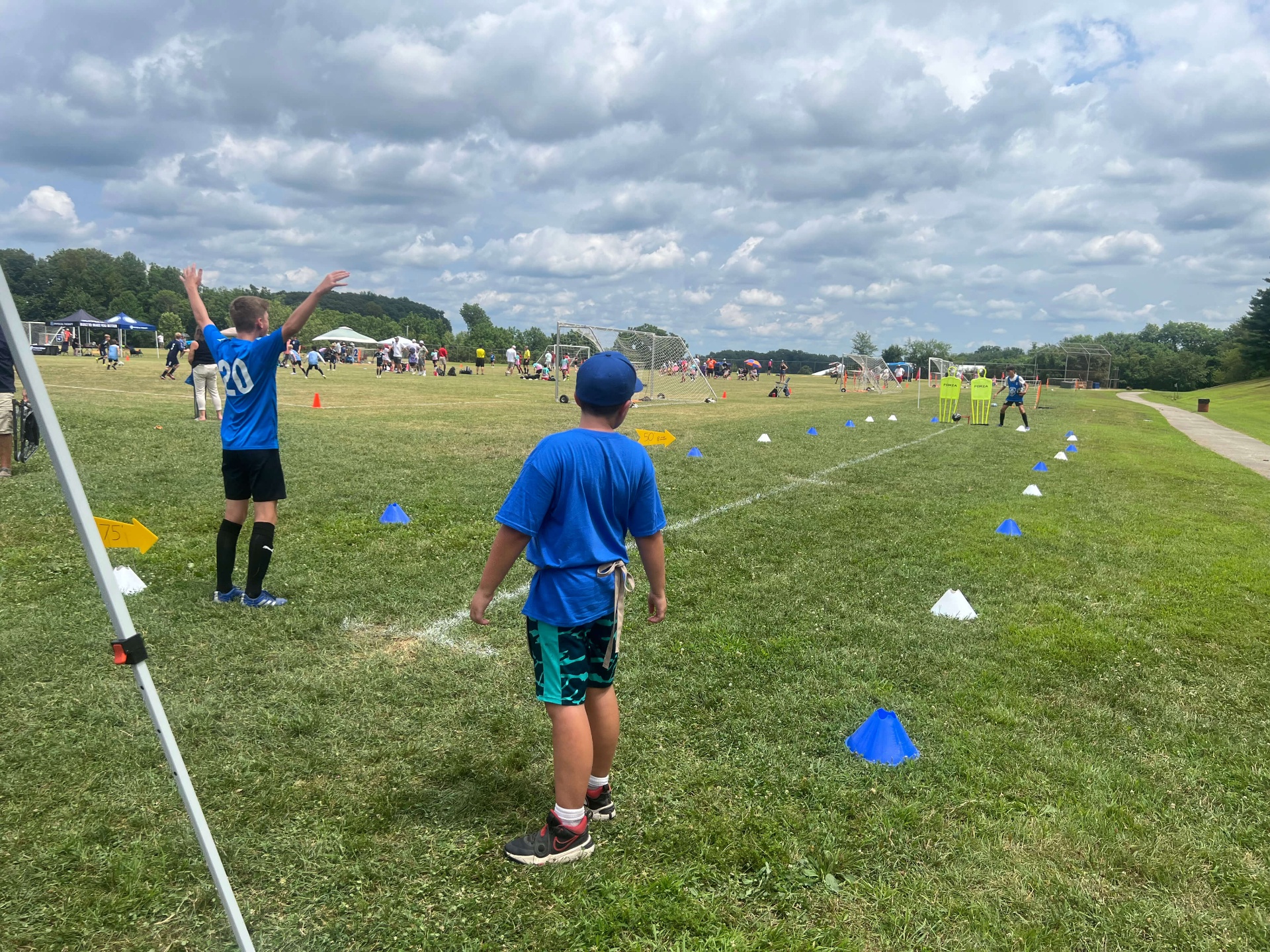 Skills challenge area with cones and goals
